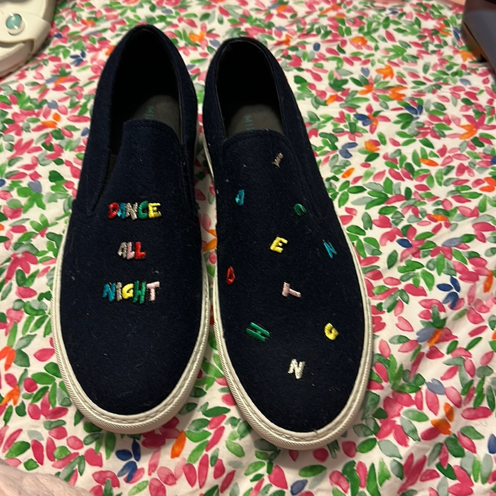 Navy blue felt sporty shoes never worn!